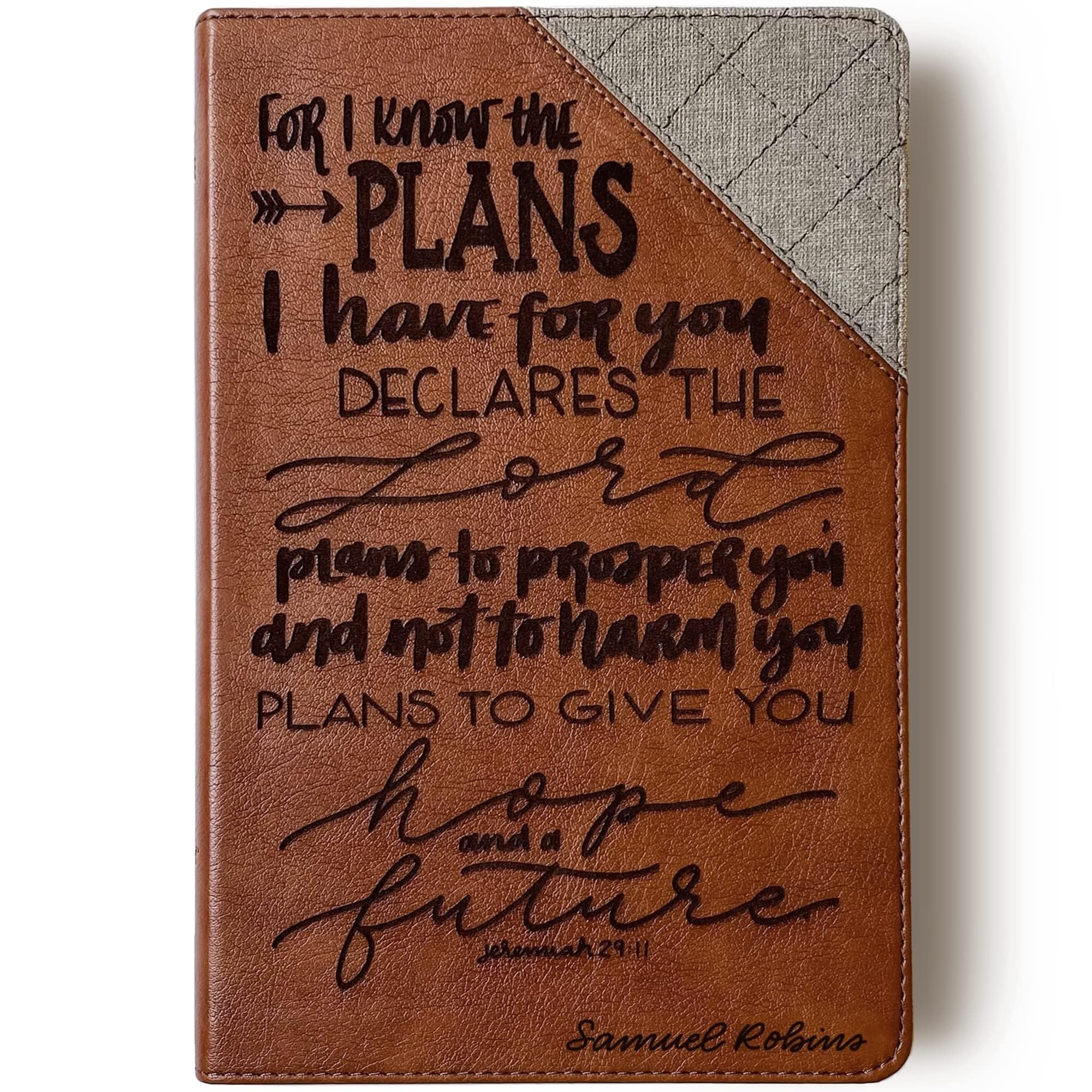Hand Lettered & Laser Engraved Two-Tone NIV Bible - Personalized Christian Gift with Custom Name Engraving | Perfect for Baptisms, Weddings & Spiritual Milestones