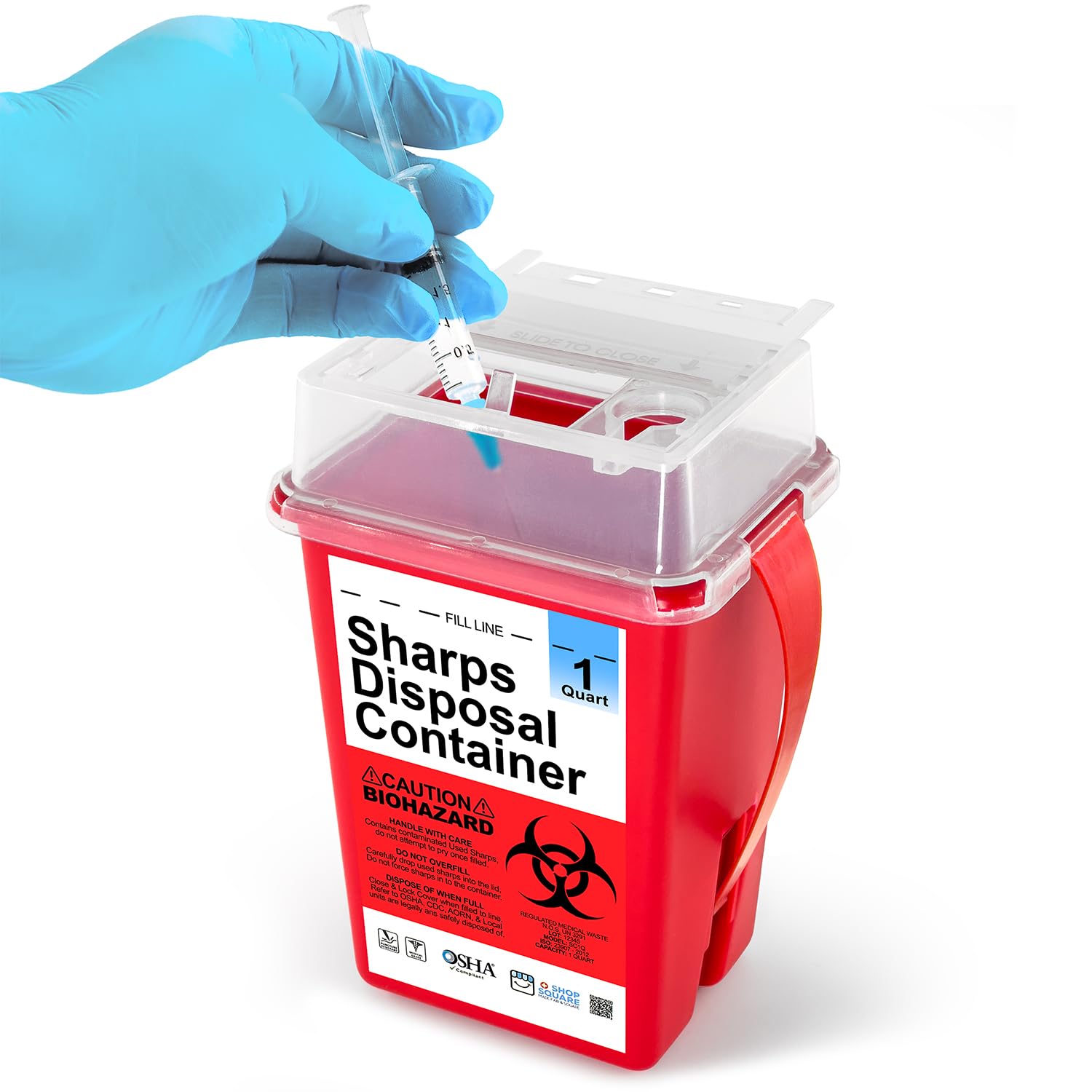 1 Quart Sharps Containers for Safe Needle Disposal at Home | Small Biohazard Waste Bins for Diabetic, Medical & Tattoo Use | FDA-Compliant Sharps Disposal Solution