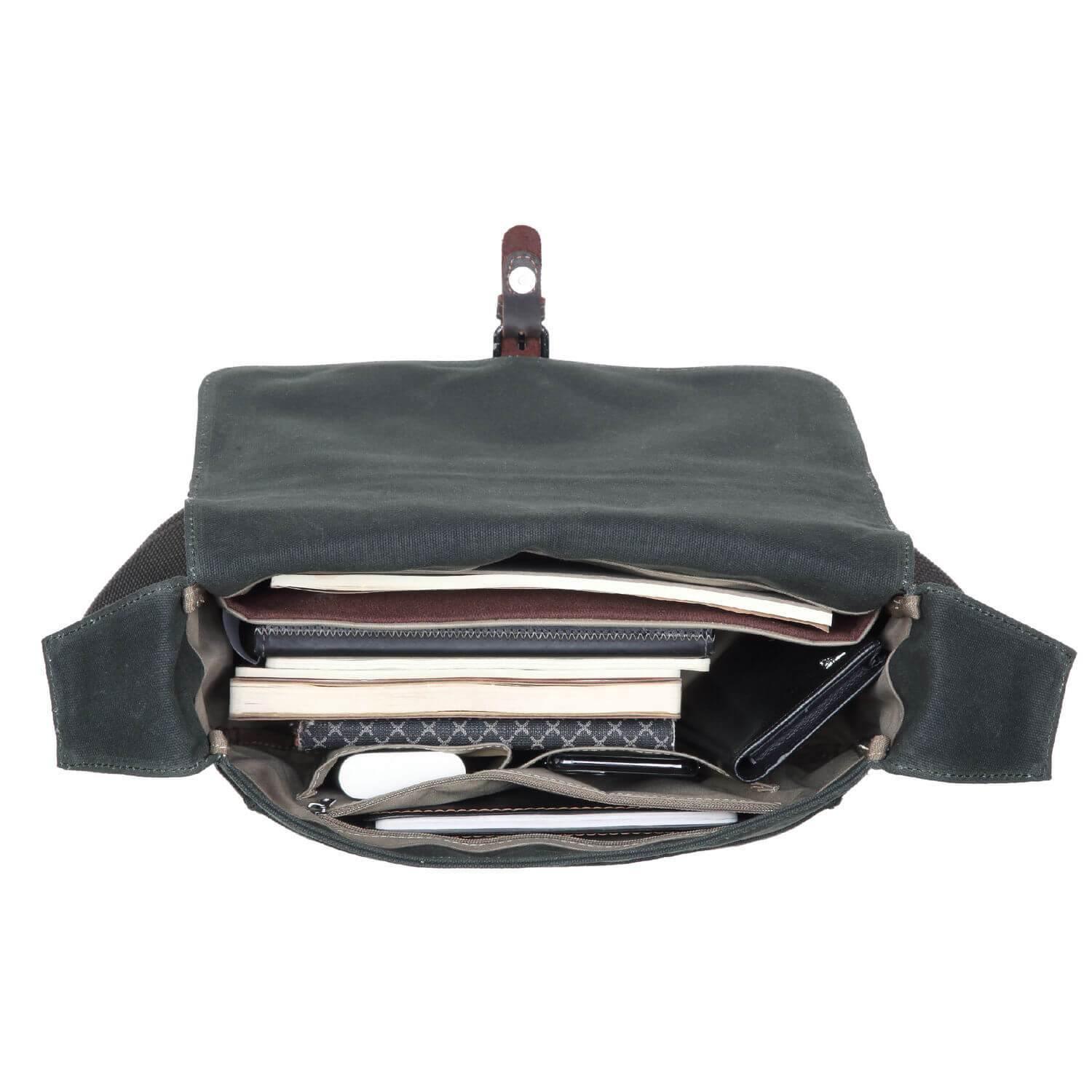 TRP0443 Troop London Heritage Canvas Leather Messenger Bag - Stylish Laptop & Tablet Friendly Travel Bag for Work, School & Daily Commute