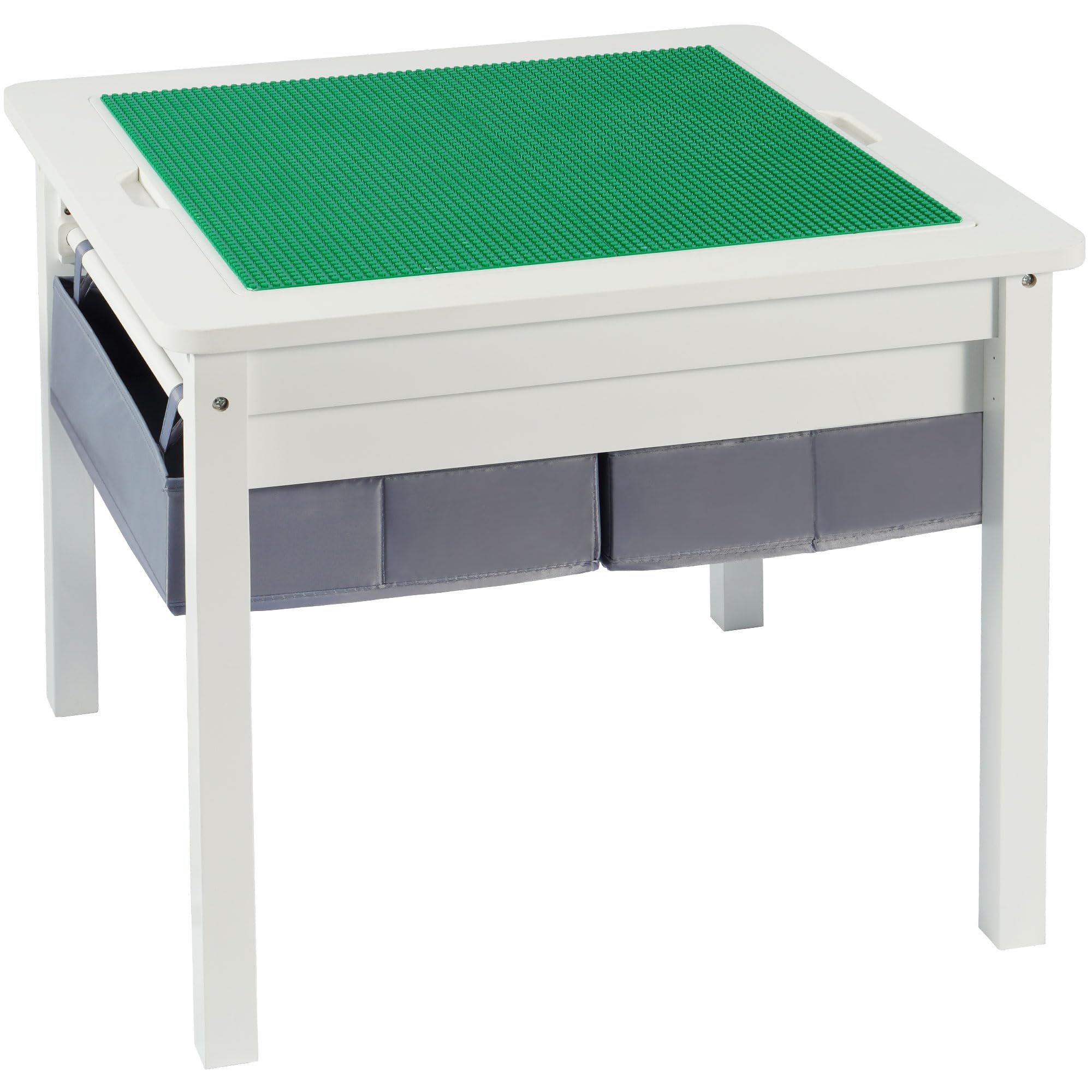 2-in-1 Kids Wooden Play Table with Storage - Building & Drawing Desk for Blocks & Crafts - Perfect for Playroom & Preschool