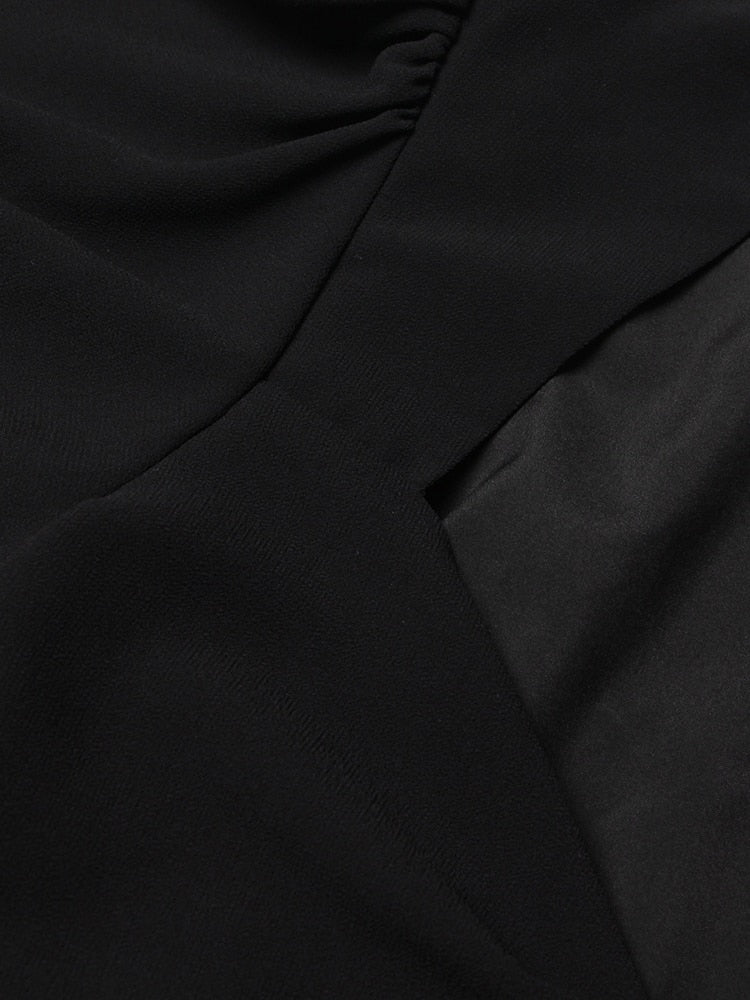 Elegant Black Cut Out Halter Dress for Women - High Waist Mini Dress with Lantern Sleeves | Perfect for Date Night, Cocktail Parties & Summer Outfits