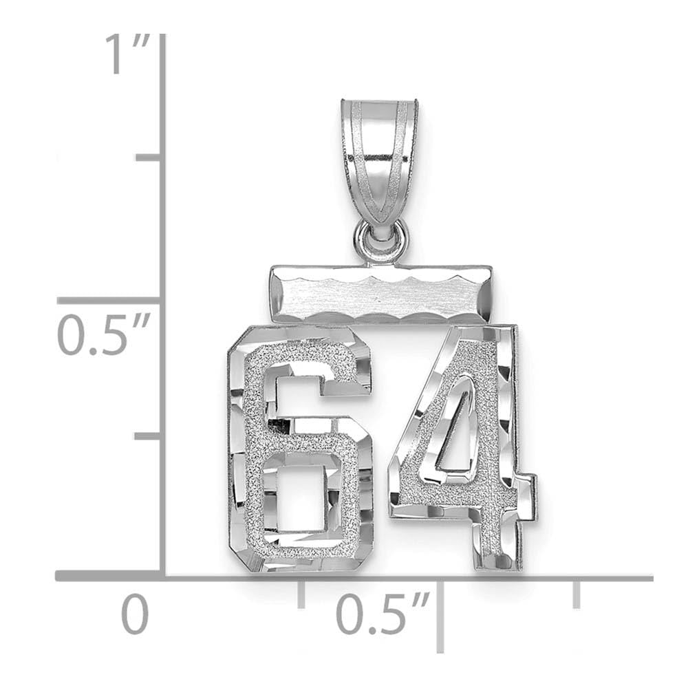 The Black Bow 14k White Gold Varsity Collection Small D/C Pendant Number 64 - Perfect for Graduation Gifts & Special Occasions