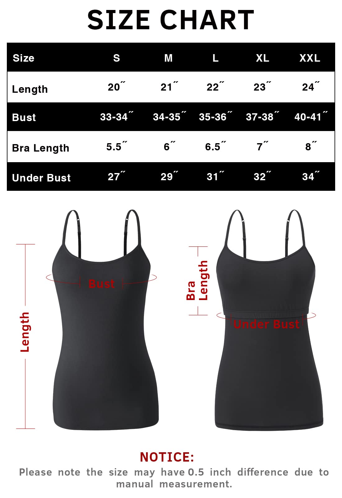 Orrpally Women's Cotton Camisole Tank Tops 3-Pack - Adjustable Spaghetti Strap Shelf Bra Cami for Casual Wear, Layering & Summer Outfits