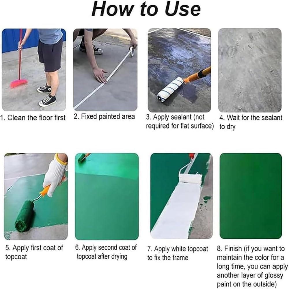 Pvzxr Quick-Dry Anti-Slip Water-Based Floor Paint - Light Grey Epoxy Coating for Garage, Basement & Workshop | Durable, Waterproof & Non-Slip Surface Solution