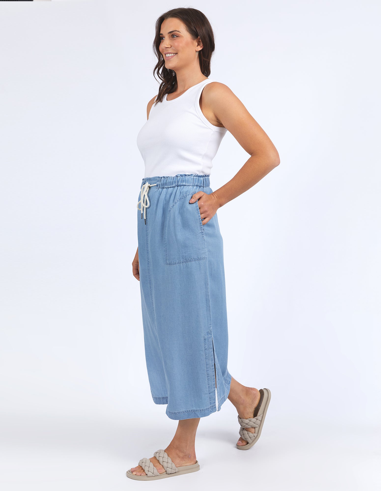 Elm Penny Utility Skirt - Mid Blue Wash Denim Skirt for Women | Casual & Workwear | Perfect for Office, Outings & Everyday Wear