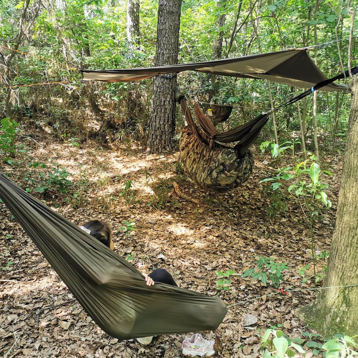 OneWind Camping Hammock with Waterproof Footprint - Lightweight Portable Hammock for Backpacking, Hiking & Outdoor Adventures - Includes Rain Tarp & Tree Straps