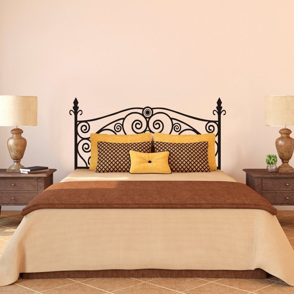 Square Heart Headboard Wall Decal - Shabby Chic Bedroom Wall Sticker & Decor - Peel & Stick Wall Graphic for Girls Room, Nursery, Master Bedroom (Full Size, Brown)