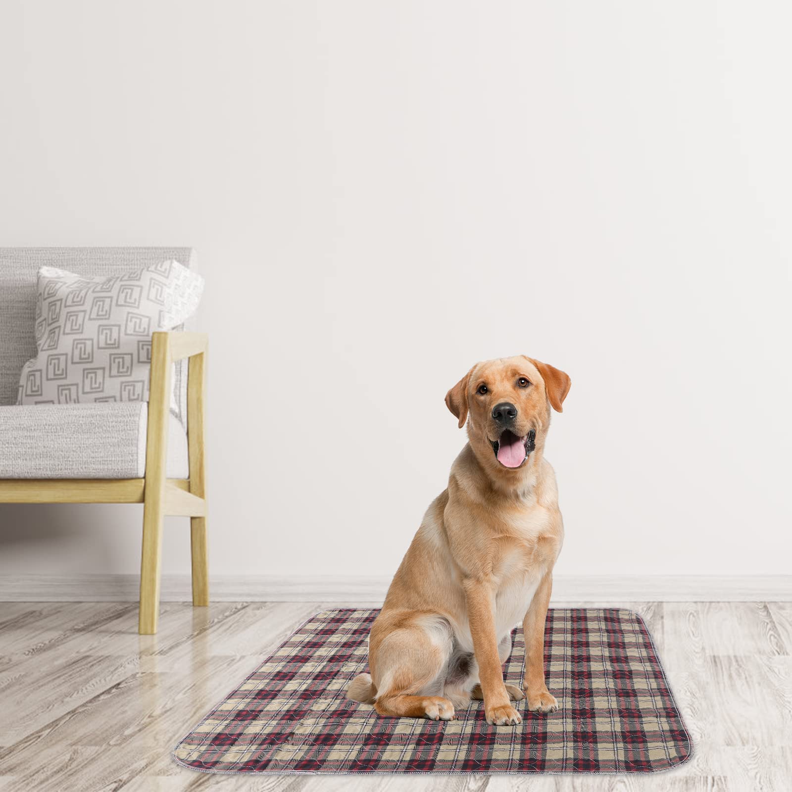 KOOLTAIL Washable & Reusable Dog Pee Pads - Waterproof Non-Slip Puppy Training Pads, Whelping Pads & Food Mat in Blue, Purple & Brown Plaid - Perfect for Housebreaking, Kennel Use & Messy Eaters