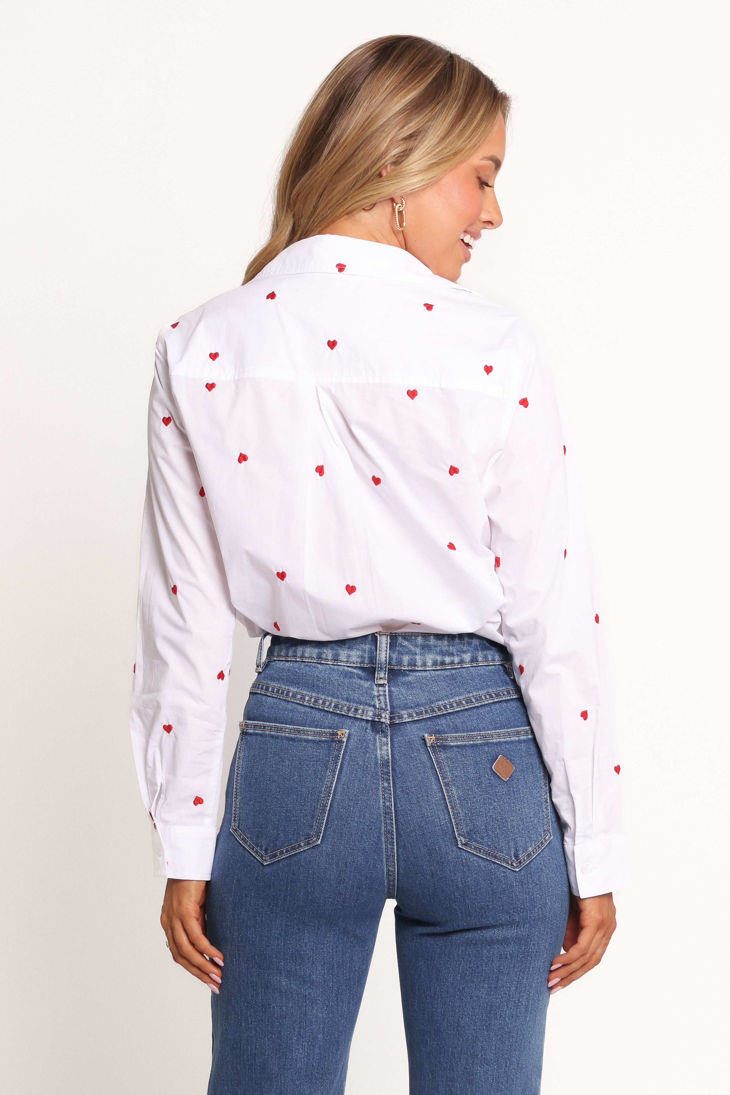 Cyra Heart Top - Women's Fashion Blouse in White & Red | Perfect for Casual Outings, Dates & Summer Wear