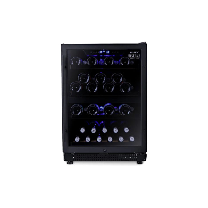 HUSKY 154L Dual Zone Wine Cooler Refrigerator - Black HUSWS54DMBZY for Home, Office, and Restaurant Wine Storage