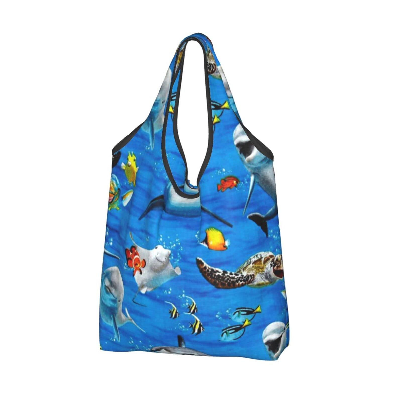 Eco-Friendly Reusable Shopping Bags - Foldable, Large Grocery Tote Bags with Shoulder Strap - Washable, Durable & Waterproof Storage Bags for Groceries, Travel, Beach & Farmers Market