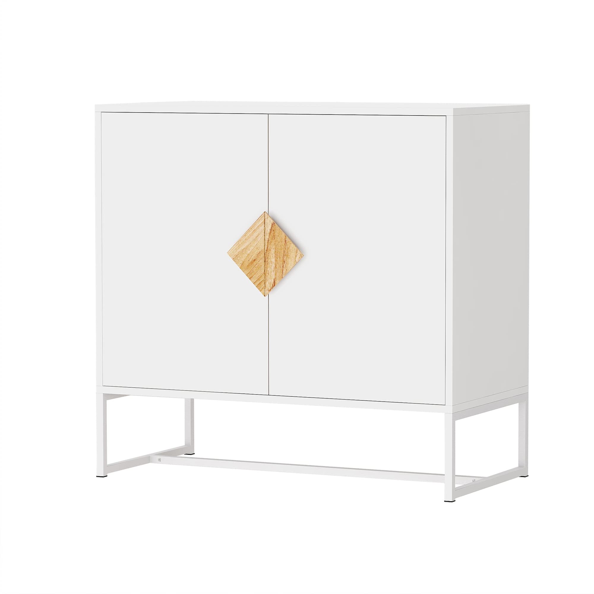 White Storage Cabinet with 2 Doors - Entryway Console Table, Living Room Sideboard, Dining Room Buffet Cabinet & Kitchen Organizer - Perfect for Home Storage & Organization