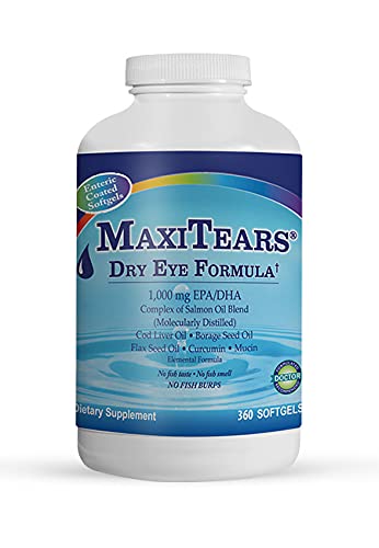 MaxiTears® Dry Eye Relief Supplement - 360 Count Bottle | Supports Eye Moisture & Comfort | Perfect for Computer Users & Contact Lens Wearers