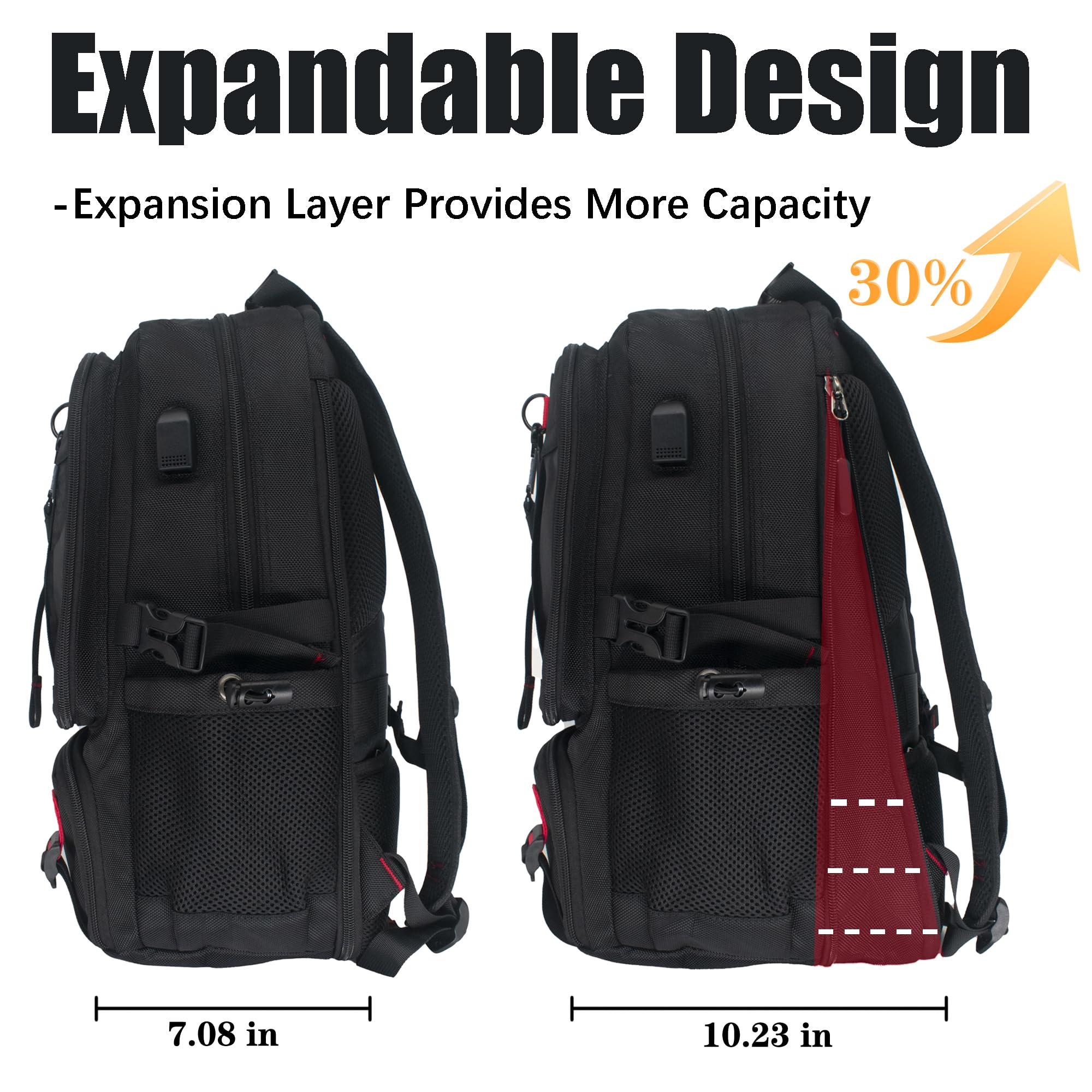 Premium Travel Laptop Backpack with USB Charging Port - XL Anti-Theft Business Backpack for Work & College - Airline Approved Carry-On Fits 18 Inch Laptops (Men & Women) - Perfect for Business Trips, Commuting & Campus Life
