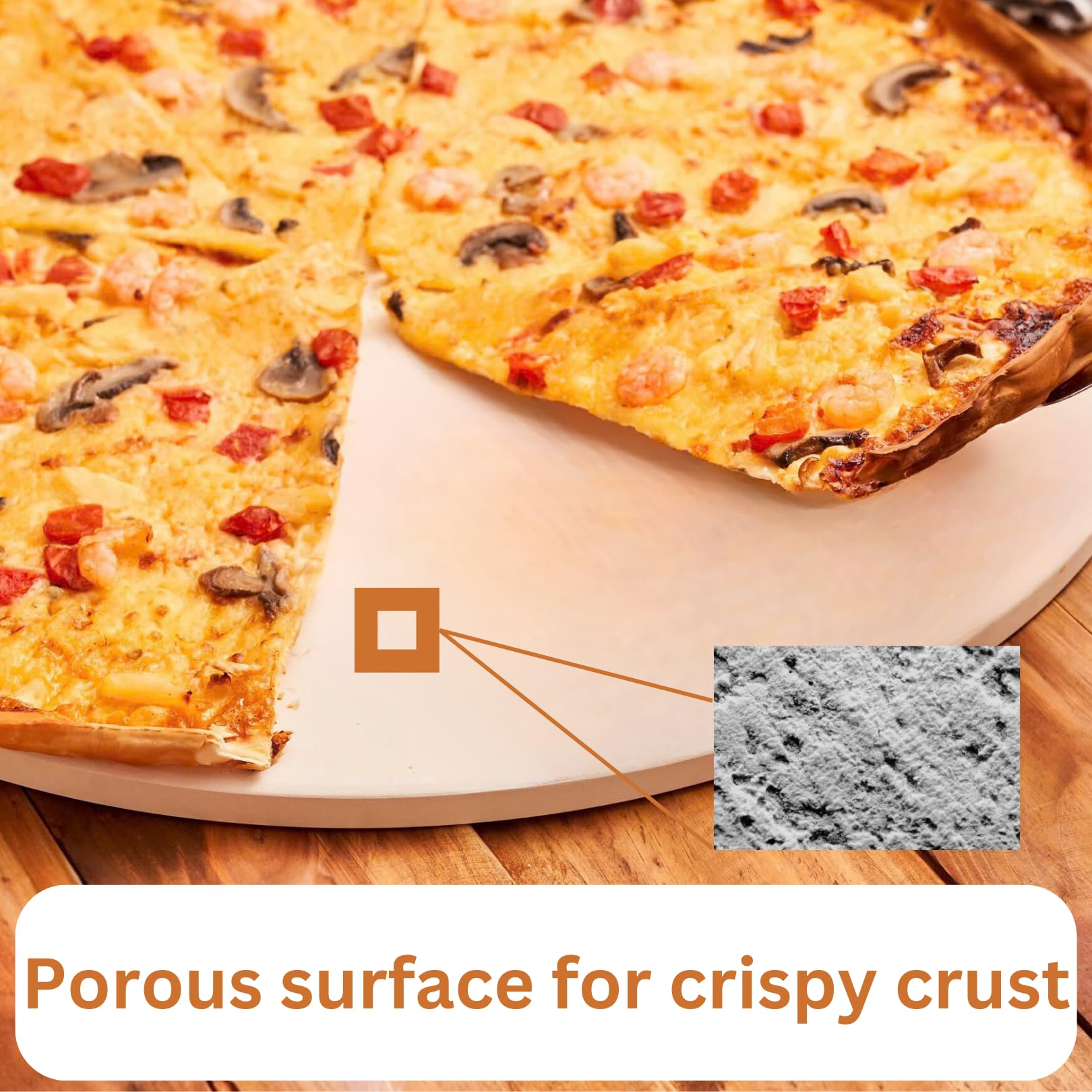 18 Inch Round Pizza Stone for Oven - Durable Ceramic Baking Stone Heat Resistant to 1472°F - Perfect for Homemade Pizza, Bread, Cookies & Baking - Ideal for Wood Fire Ovens, Gas & Electric Stoves
