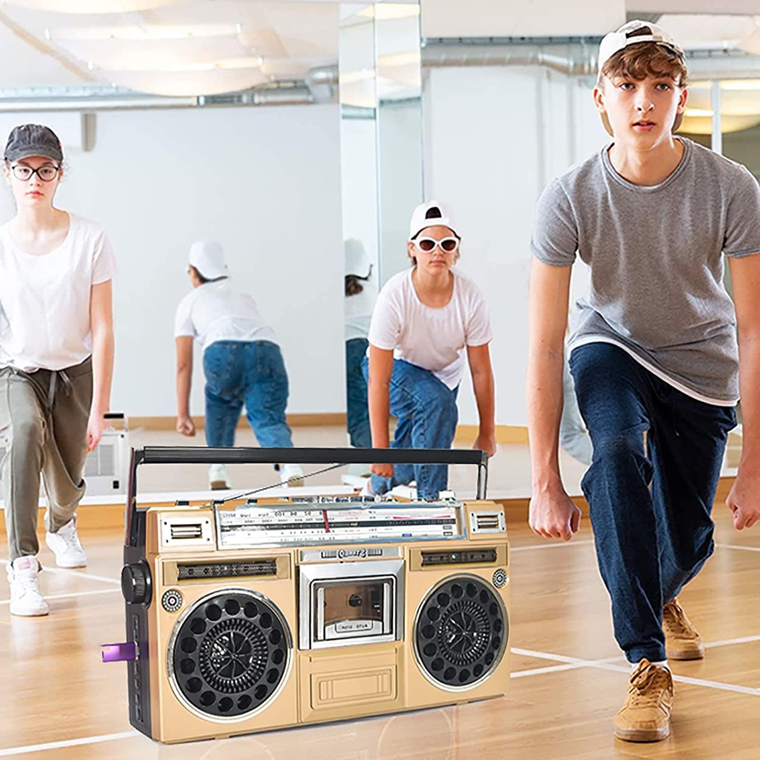 Portable Bluetooth Boombox with CD Player, Cassette Player & Remote Control - Wireless Music Streaming, Headphone Jack & FM Radio - Perfect for Home, Office & Outdoor Use