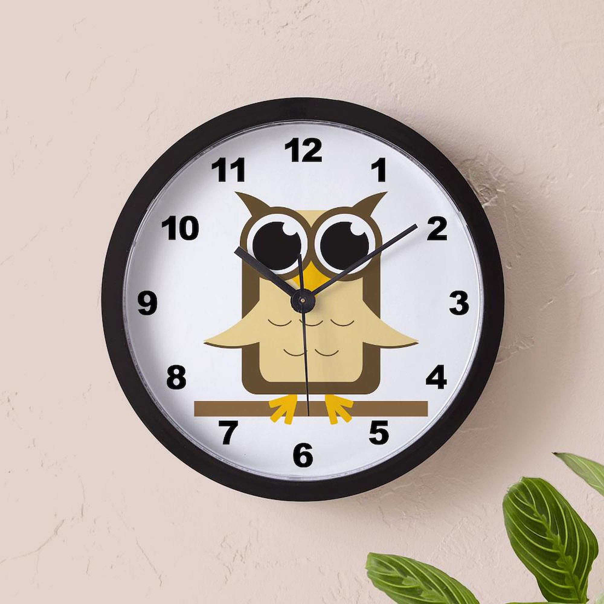 Brown Owl 10 Inch Wall Clock - Decorative Silent Non-Ticking Clock for Living Room, Kitchen, Office & Home Decor | Perfect for Farmhouse, Nursery & Classroom