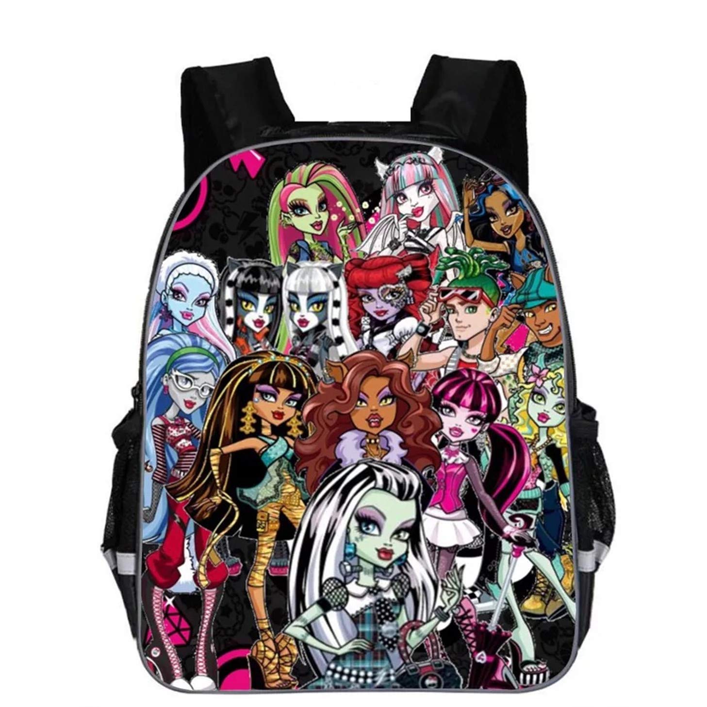 Gengx Unisex Kids Monster High Canvas Backpack - Lightweight School Book Bag with Side Pockets for Boys & Girls, Perfect for School, Travel & Daily Use