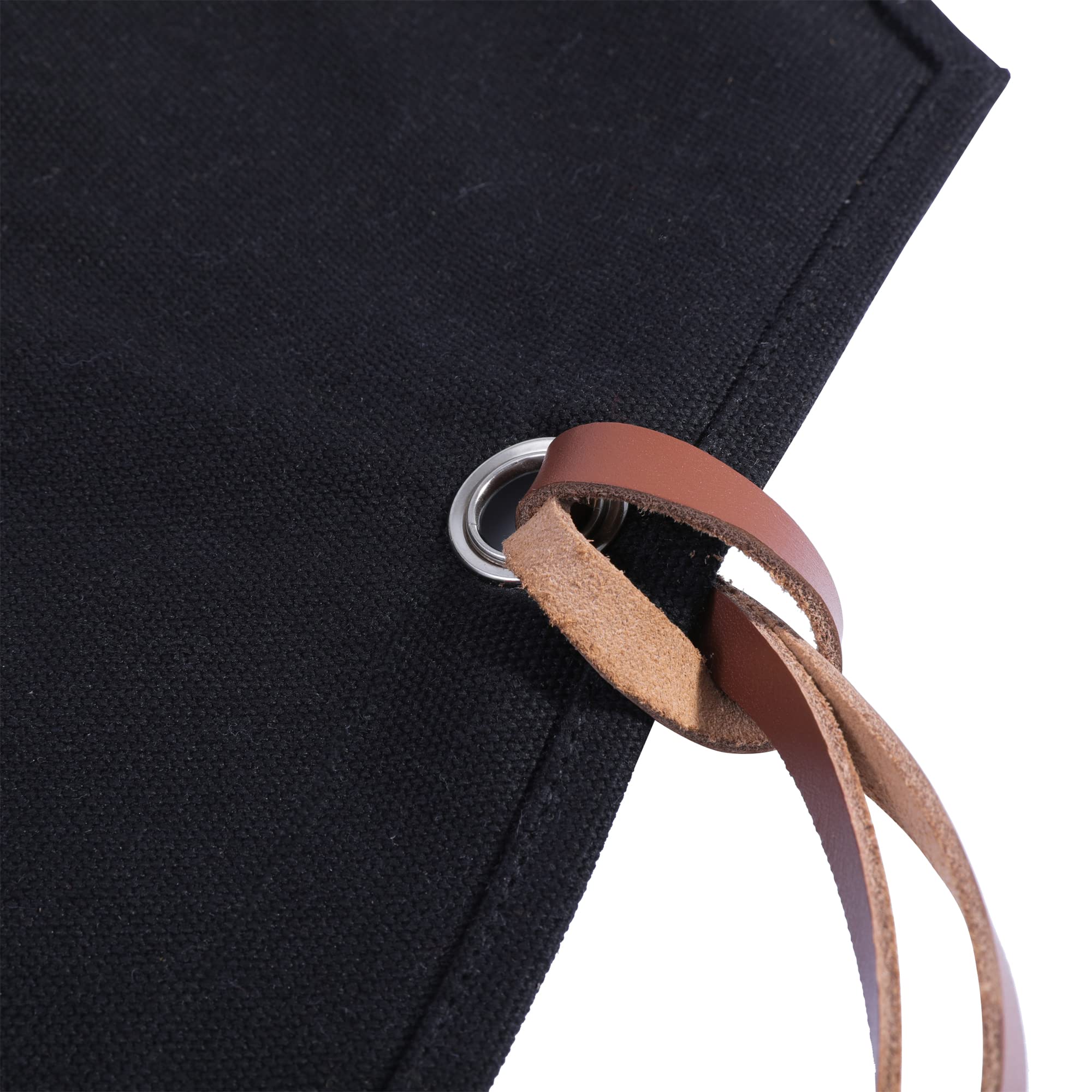 Heavy Duty 16oz Waxed Canvas Chisel Roll with 10 Staggered Pockets - Durable Tool Organizer Pouch for Woodworking & DIY Projects (Black)