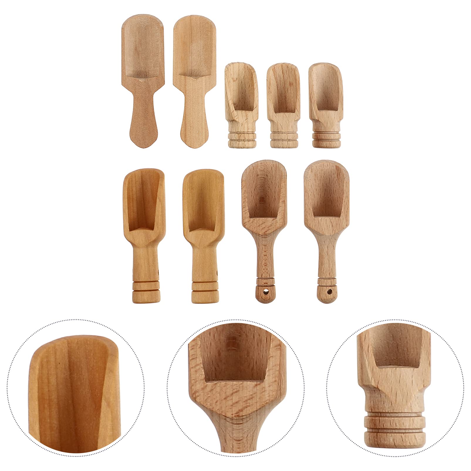 Happyyami 9-Piece Wooden Teaspoon Set - Mini Salt Spoons & Scoops for Cooking, Baking, and Tea - Natural Kitchen Utensils for Spices, Sugar, and Coffee - Perfect for Home, Restaurant, and Gift Use