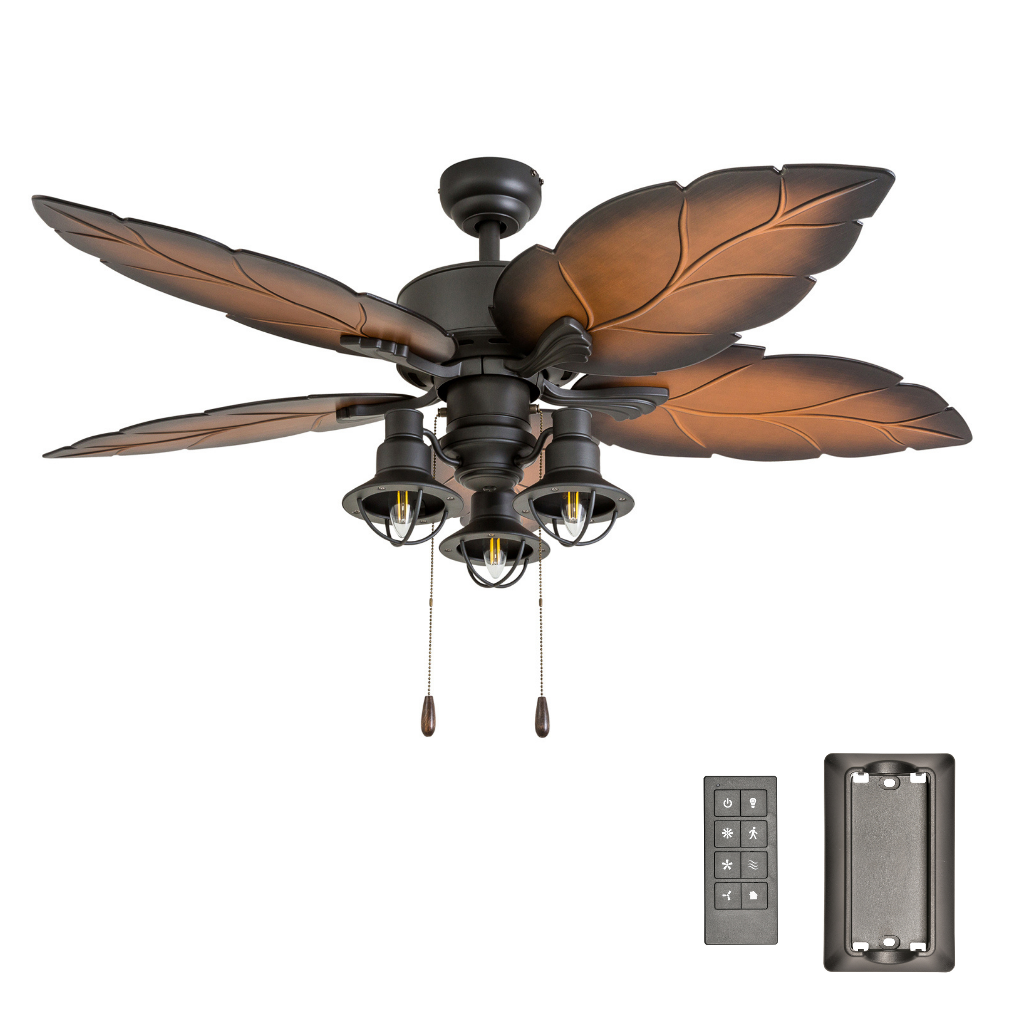 52 Inch Bronze Ocean Crest Ceiling Fan with Remote Control - Indoor/Outdoor Use for Living Room, Bedroom, Patio & Covered Porch