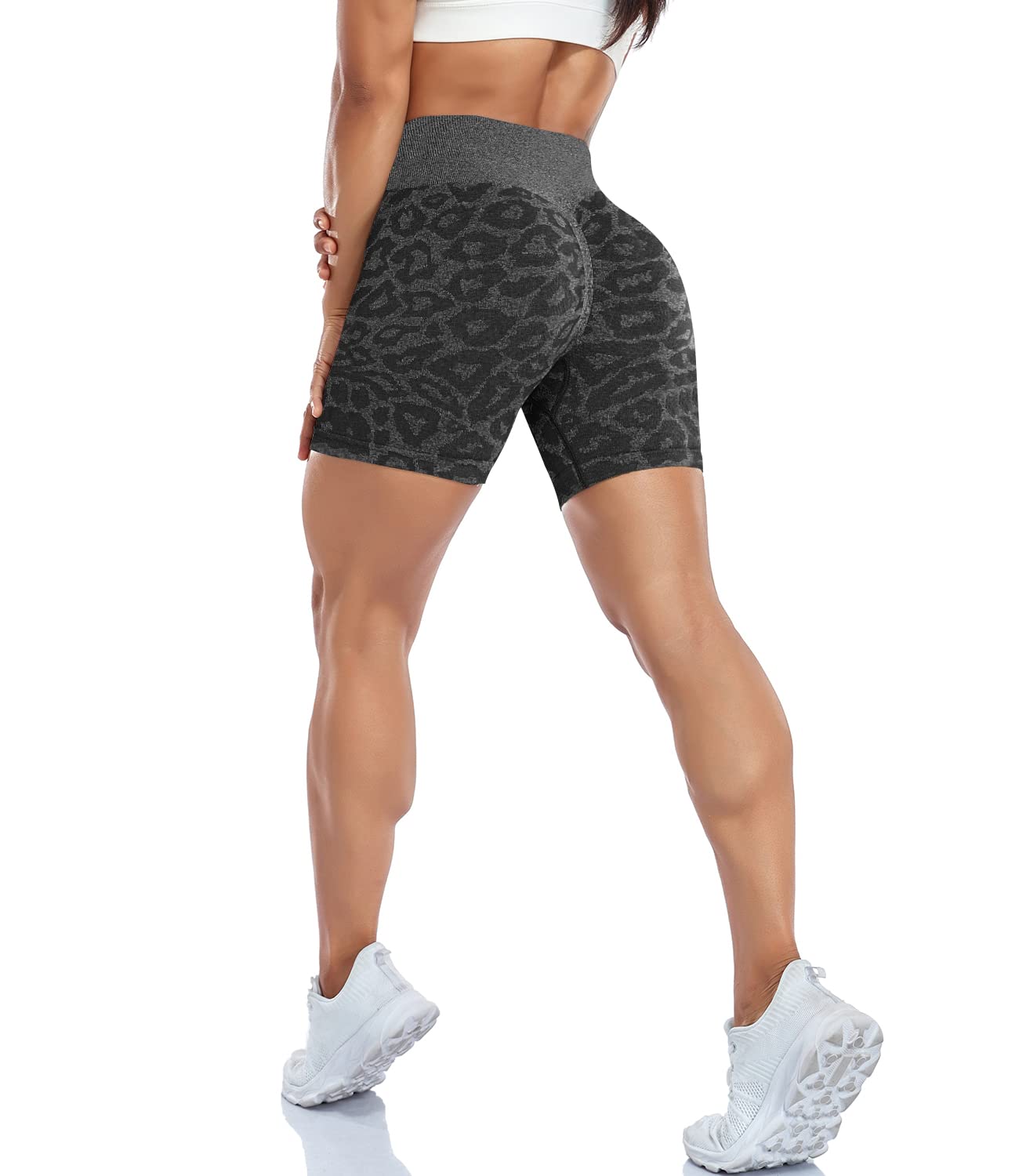 NIOENPT Women's High Waisted Seamless Shorts - Booty Lifting Scrunch Yoga Workout Shorts for Running, Gym & Lounge Wear