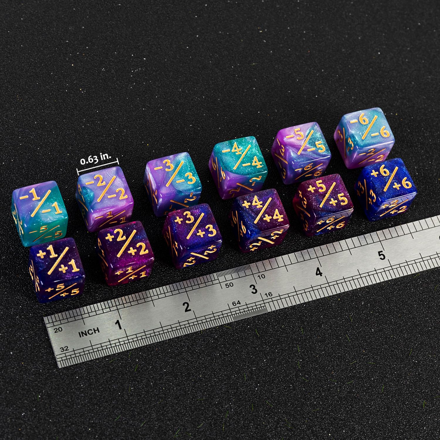 48 PCS MTG Counter Dice Set - Magic The Gathering Life Counters & Status Tokens with Starry Sky Design - D6 Dice for MTG Card Games, Board Games & Game Night Accessories (Turquoise & Lilac, Navy & Purple) - Perfect for Tracking Life Points in Magic Tournaments & Casual Play