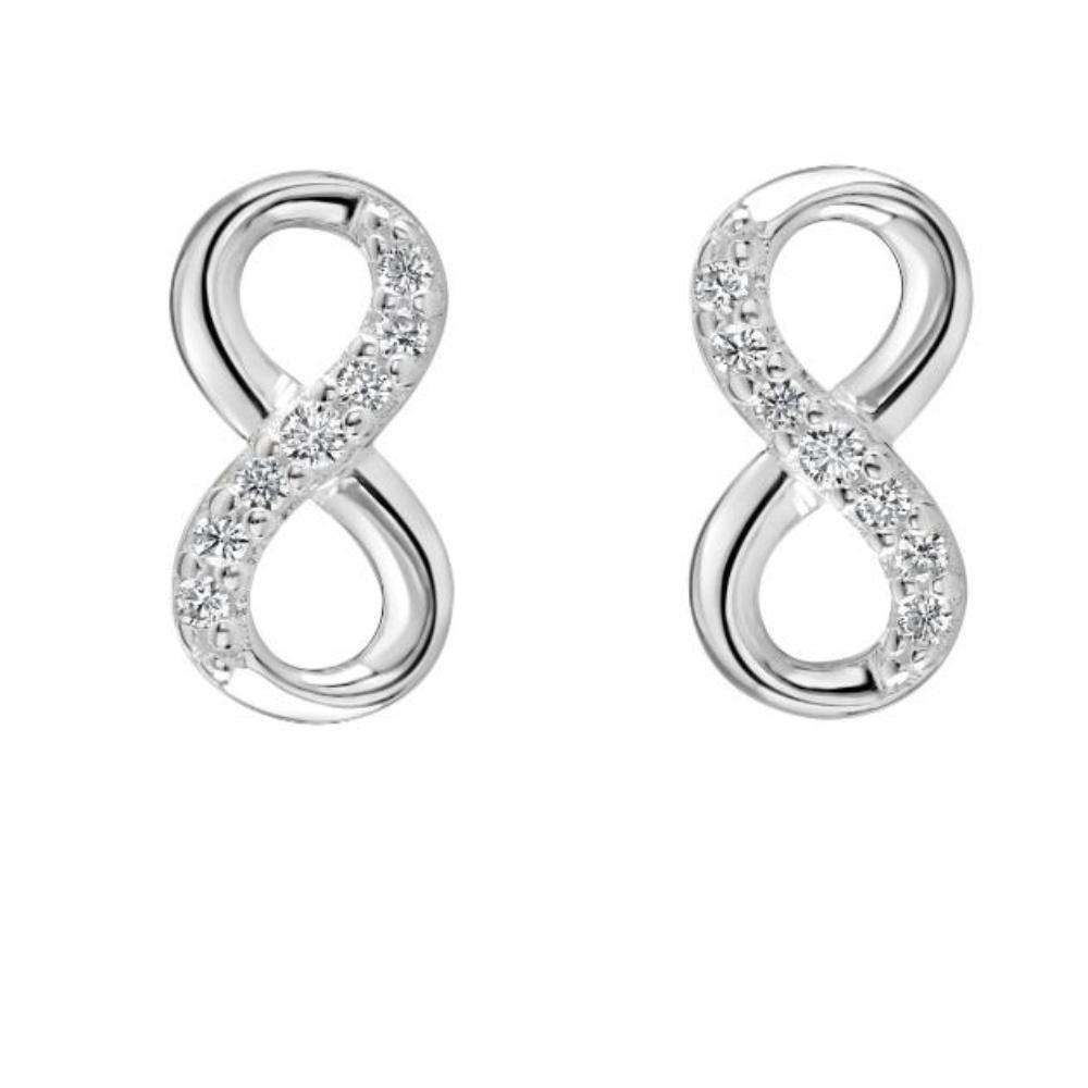 Sterling Silver Cubic Zirconia Infinity Stud Earrings for Women - Elegant Everyday Jewelry Gift for Anniversary, Birthday & Special Occasions