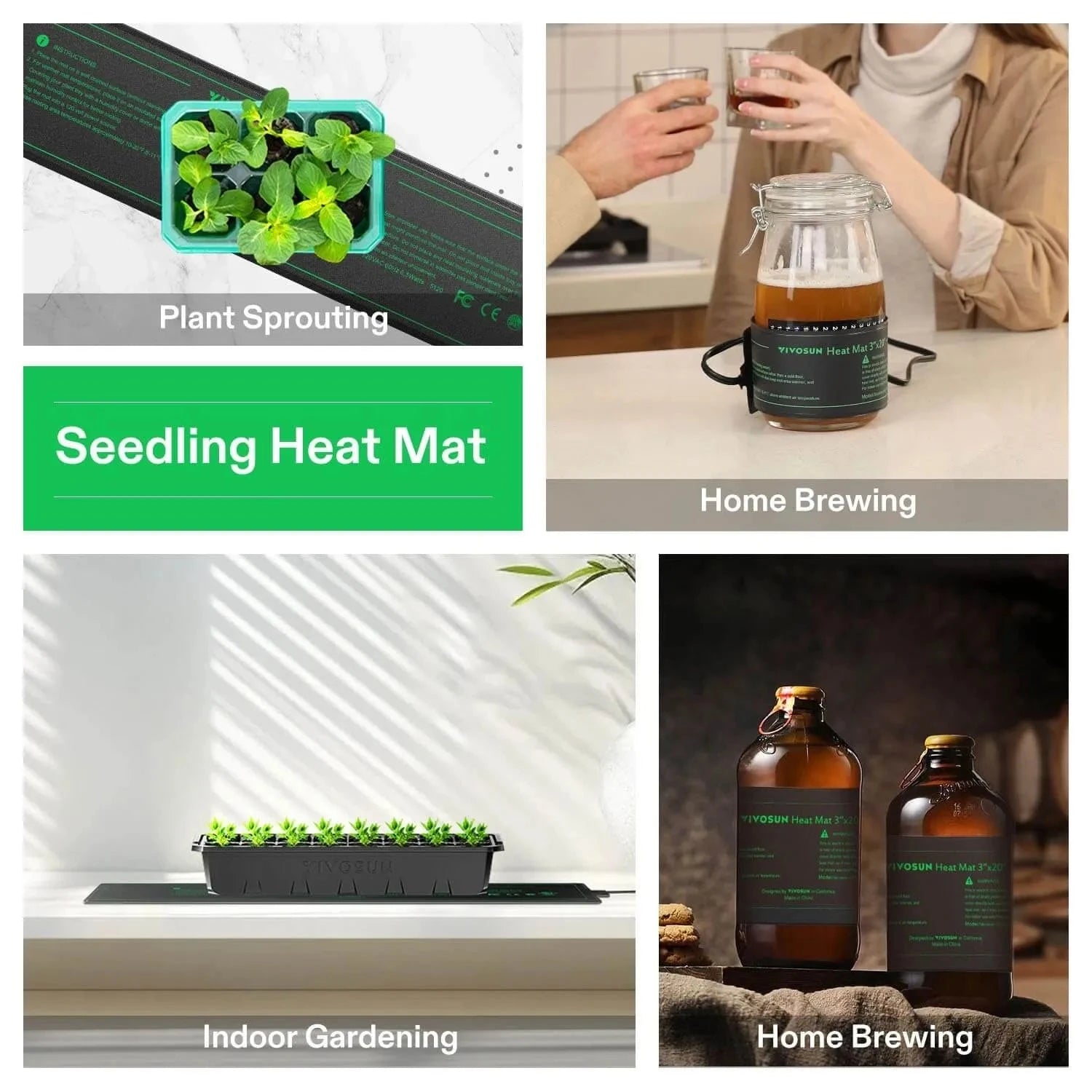 VIVOSUN 3 x 20 Inch Seedling Heat Mat with Digital Thermostat Combo - 2 Pack Set for Indoor Plant Germination & Hydroponic Gardening