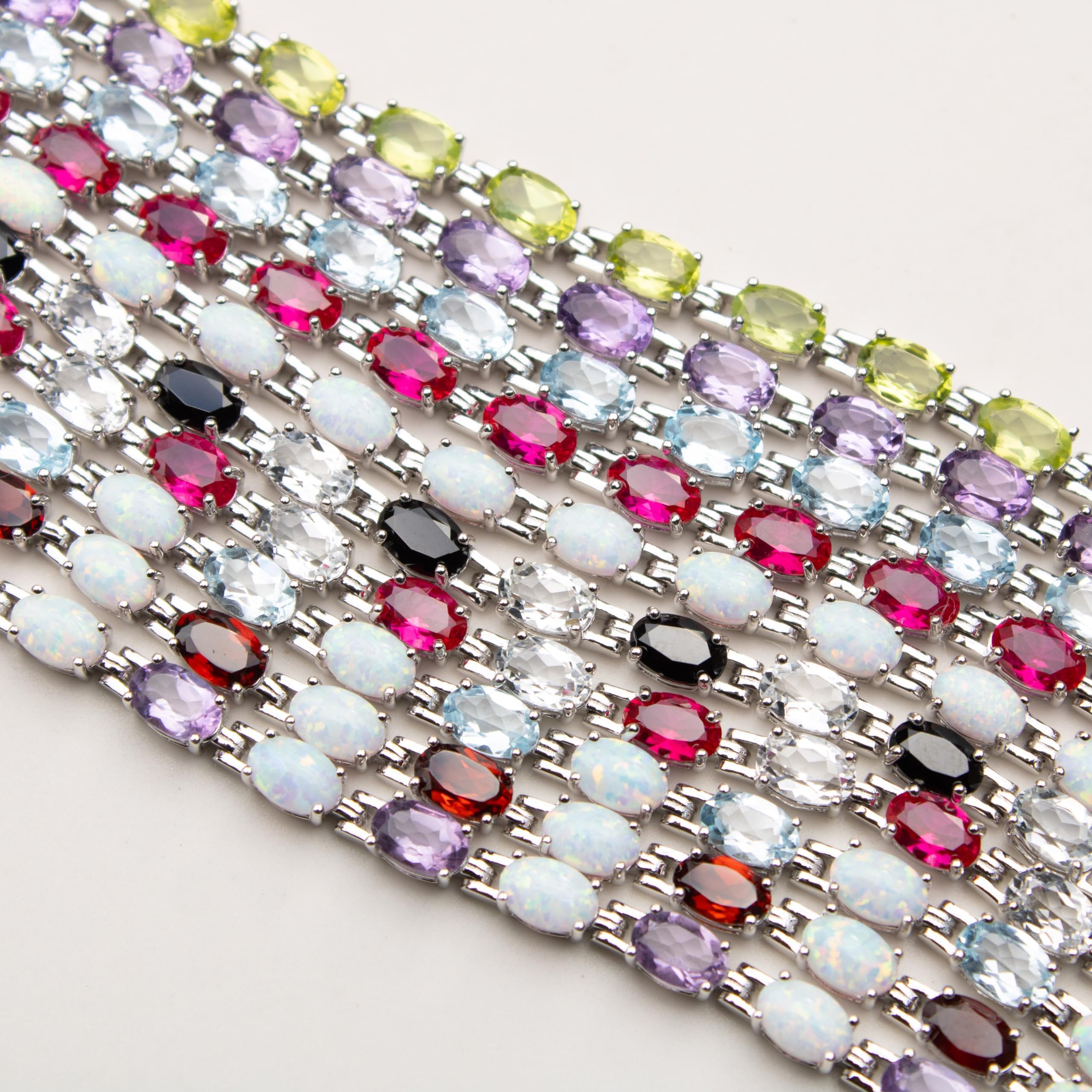 Silver Smile Amethyst Bracelet for Women - 7 Inch Tennis Birthstone Sterling Silver Bracelet with Citrine, Garnet, Aquamarine, Emerald, Sapphire, Opal, Ruby, Peridot & Topaz | Elegant Jewelry Gift for Birthday, Anniversary & Special Occasions