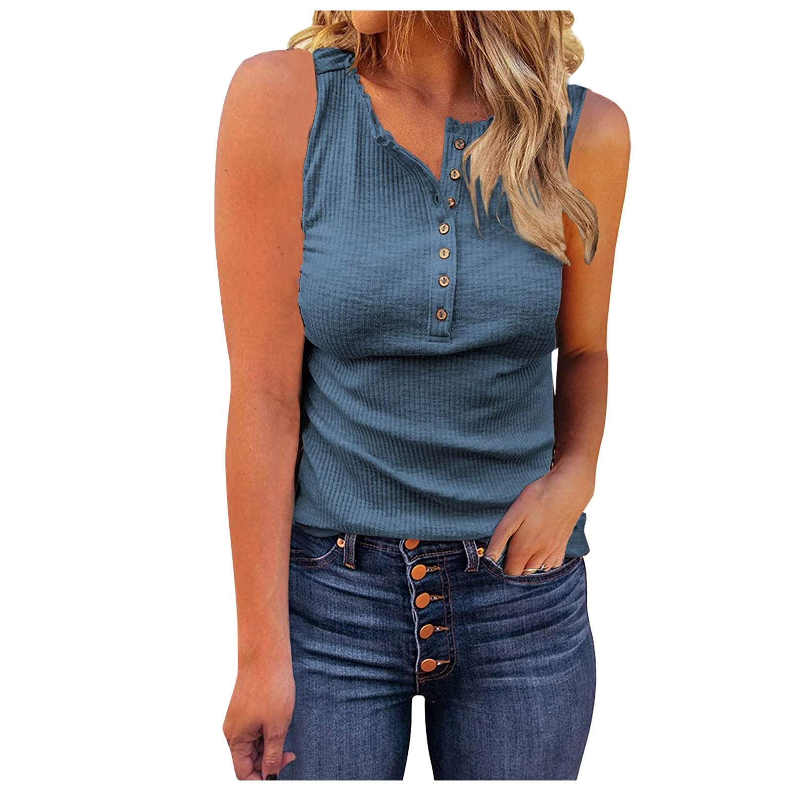 Women's Summer Sleeveless Ribbed Cami Top - Slim Fit Racerback Tank Blouse for Workout & Casual Wear | Breathable Knit Basic Shirt for Gym, Yoga, Beach & Everyday Outfits