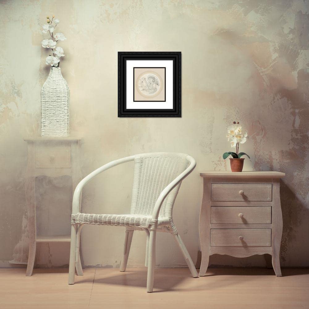 Sir Edward Coley Burne-Jones Angel Playing on Bells Art Print - 15x16 Inch Black Ornate Framed Museum Quality with Double Matting | Perfect for Home Decor, Office Wall Art & Gift Giving