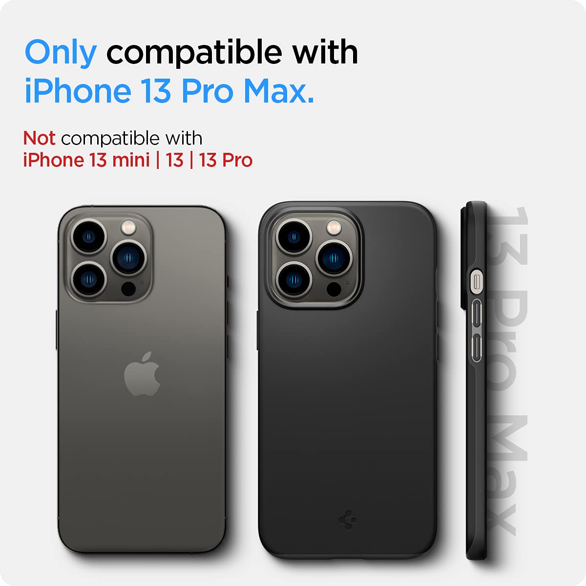 Spigen Thin Fit iPhone 13 Pro Max Case (2021) - Slim Protective Cover, Matte Black | Perfect for Everyday Use, Work & Travel