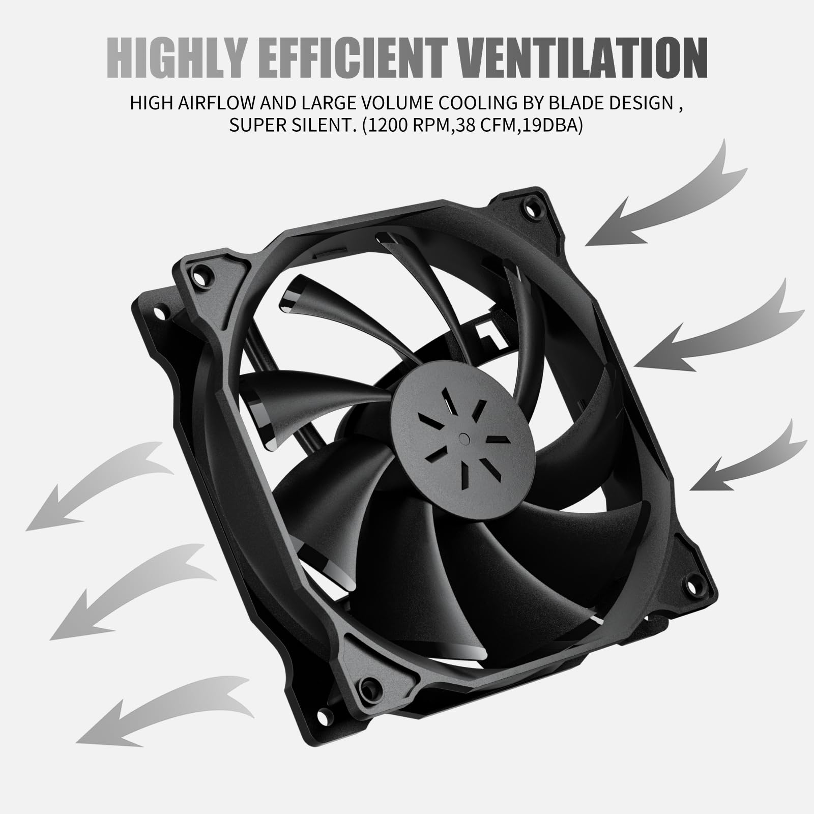 upHere 120mm High Performance PC Case Fans - 5 Pack Long Life Cooling Fans with Quiet Operation for Computer Cases, Gaming Rigs & Workstations - Ideal for PC Cooling, Airflow Optimization & System Temperature Control
