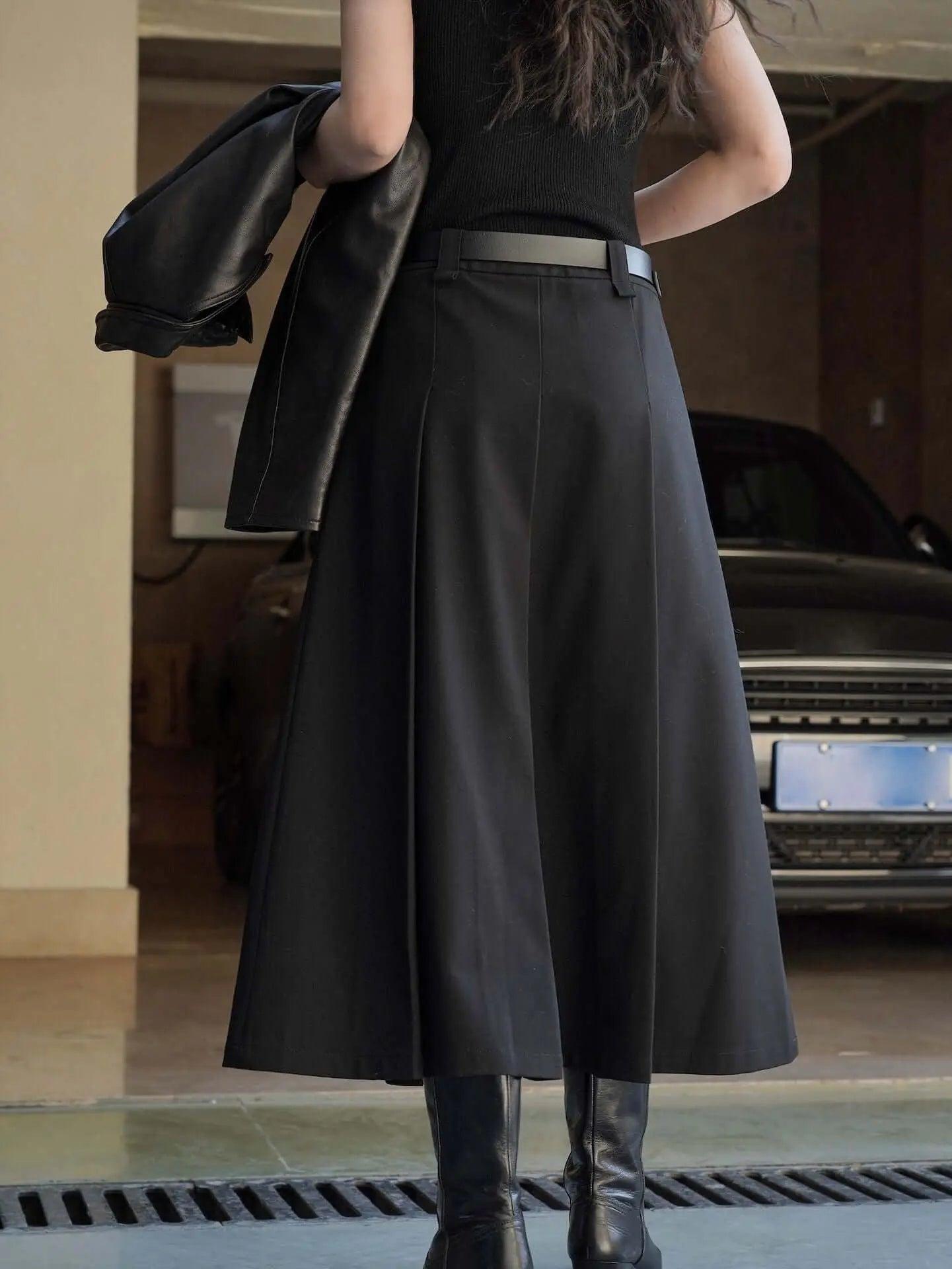Stylish Cotton Khaki Maxi Skirt with Flattering Pleats & Functional Pockets - Perfect for Casual Outings, Beach Vacations & Boho Fashion