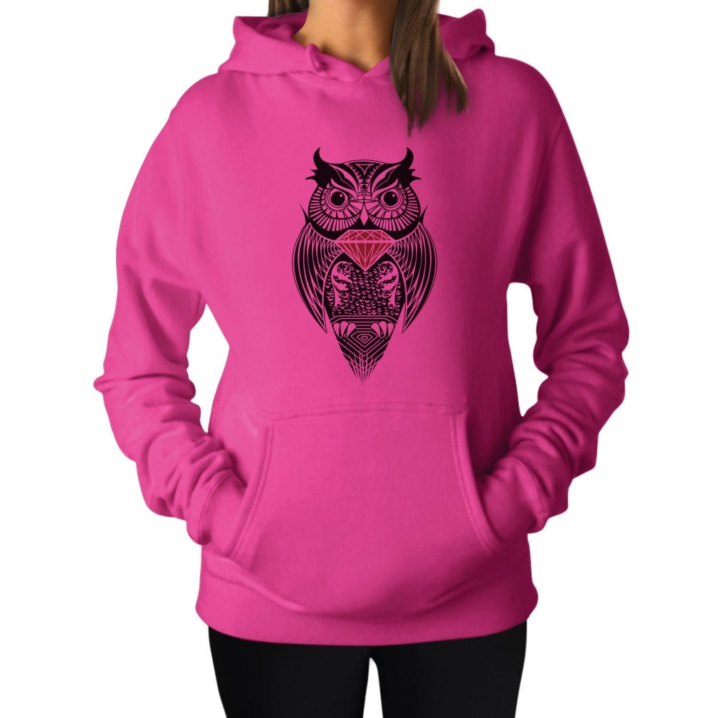 Women's Owl Hoodie - Diamond Owl Sweatshirt for Teens & Girls | Casual Wear