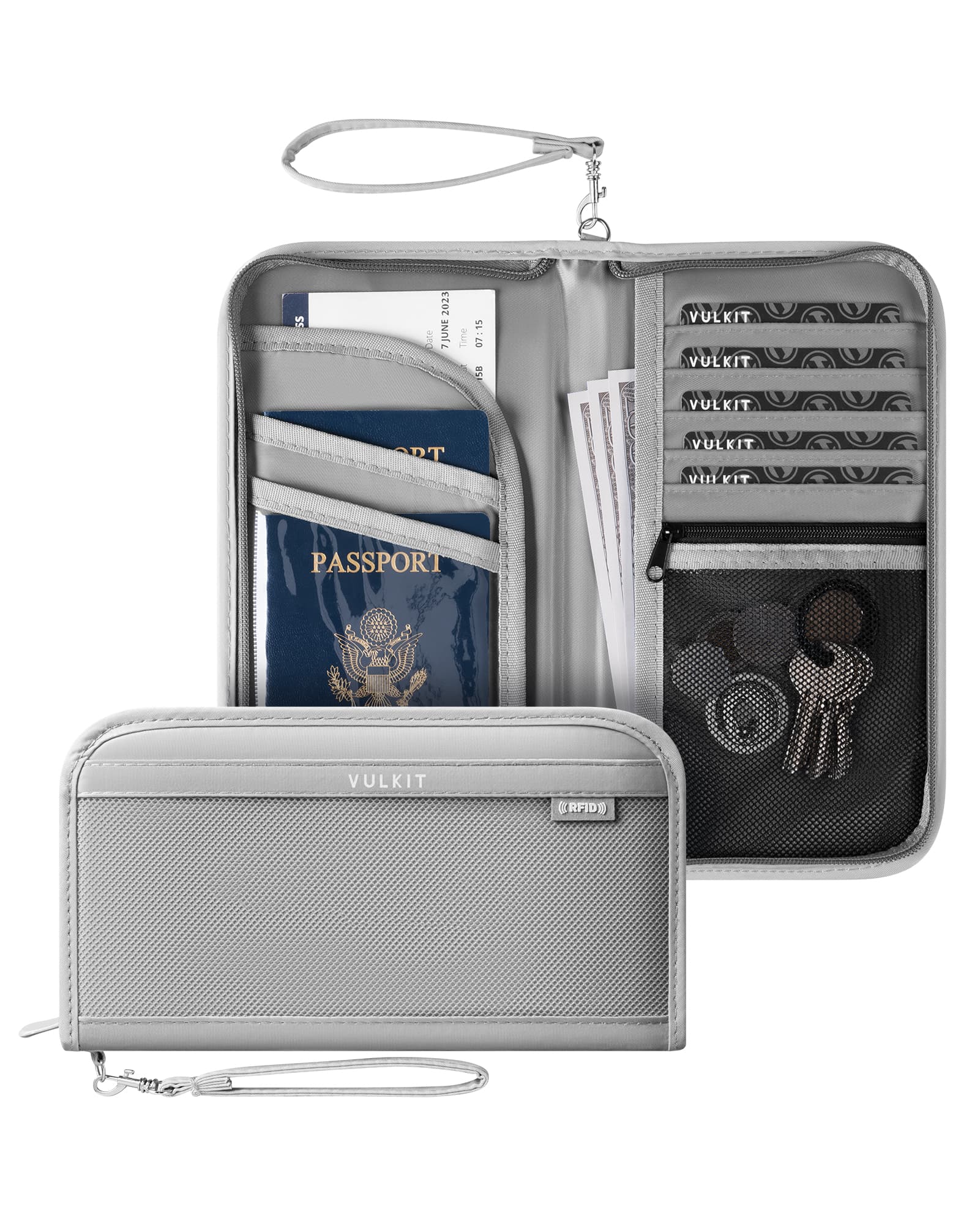 VPW106 RFID Blocking Family Passport Holder - Secure Travel Wallet Organizer with Wrist Strap for Passports, IDs & Credit Cards | Perfect for Family Vacations, International Trips & Air Travel