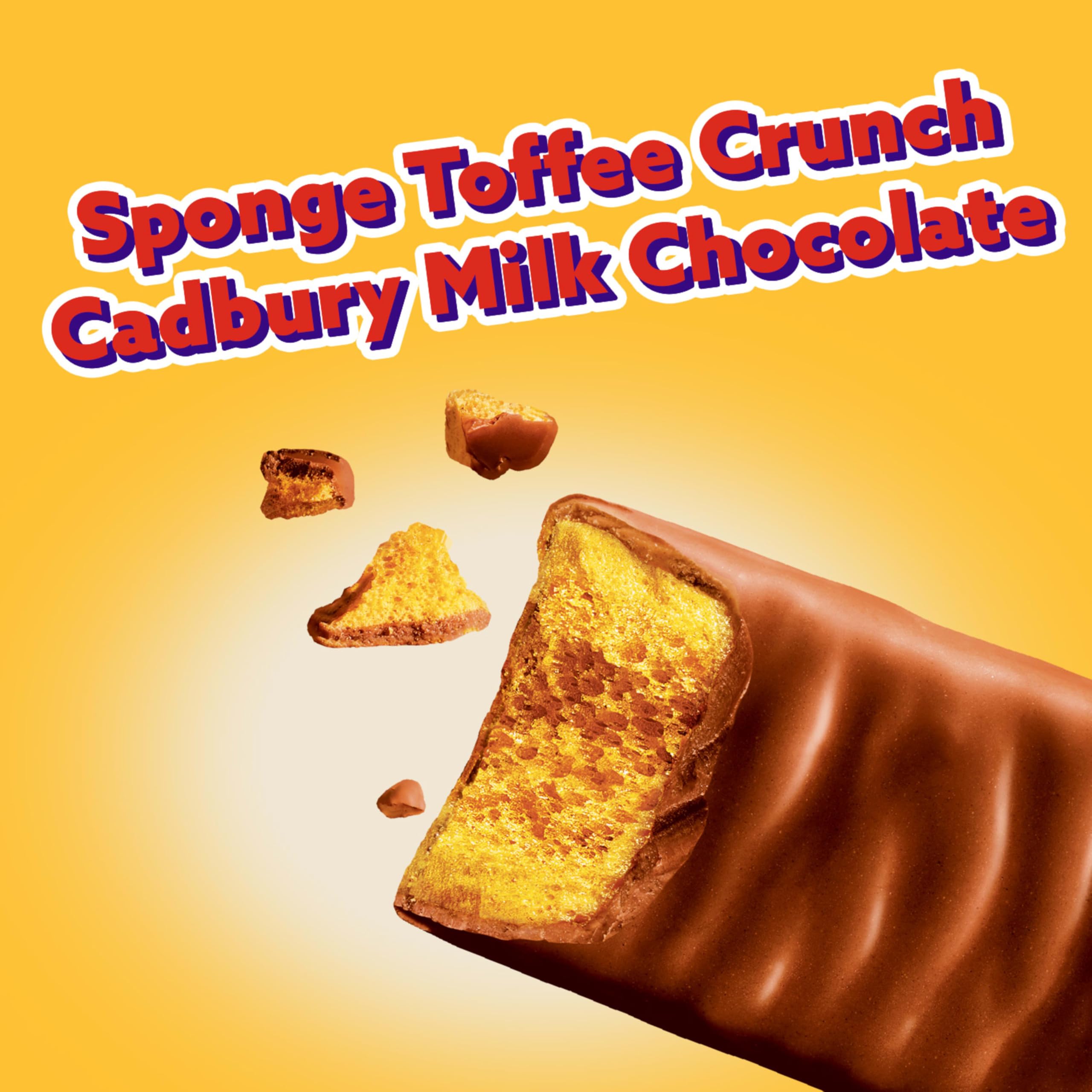 Cadbury Crunchie Full Size Chocolate Candy Bars - 44g Each, Pack of 24 - Individually Wrapped Halloween Treats for Parties, Trick-or-Treating & Gift Baskets | Delicious Honeycomb Toffee Chocolate Snacks