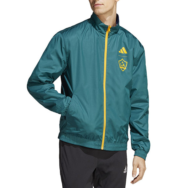 Adidas LA Galaxy Reversible Anthem Jacket - Navy/Green/Multi Color Soccer Training Jacket for Men - Perfect for Soccer Games, Training & Outdoor Activities