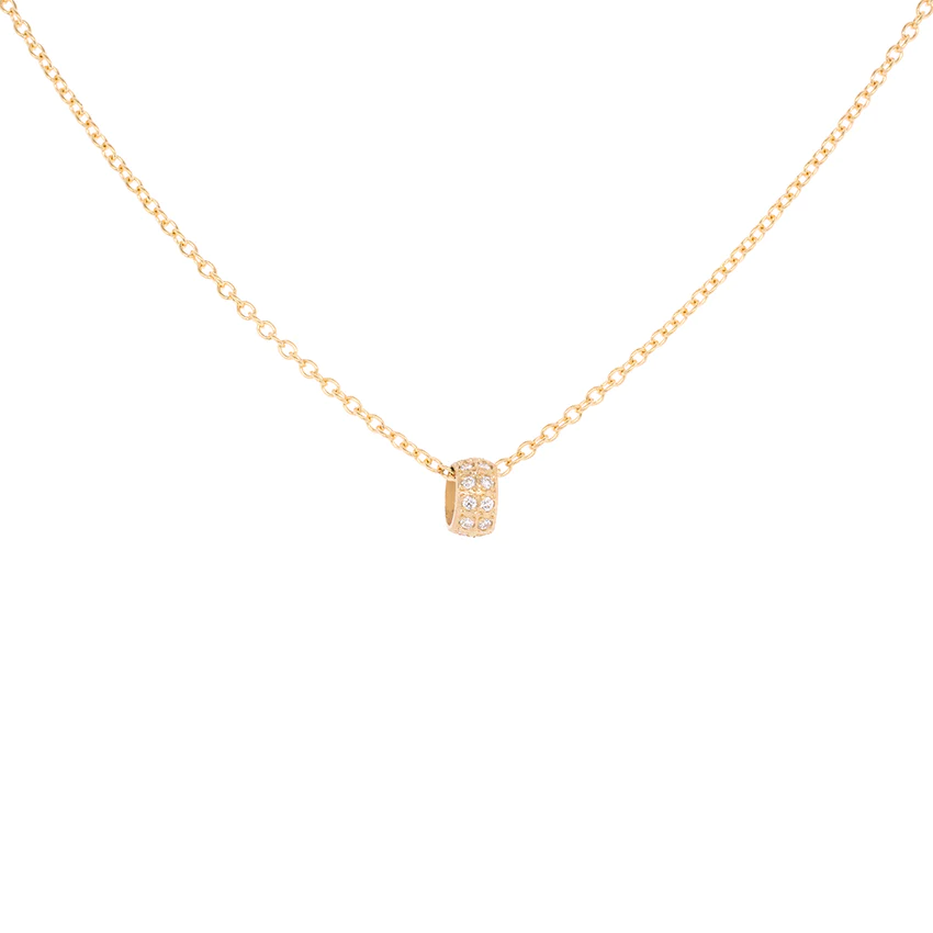 Diamond Pave 'Boulder' Bead Necklace - Elegant 18K Gold Plated Layered Chain Jewelry for Women, Perfect for Weddings, Parties & Date Nights