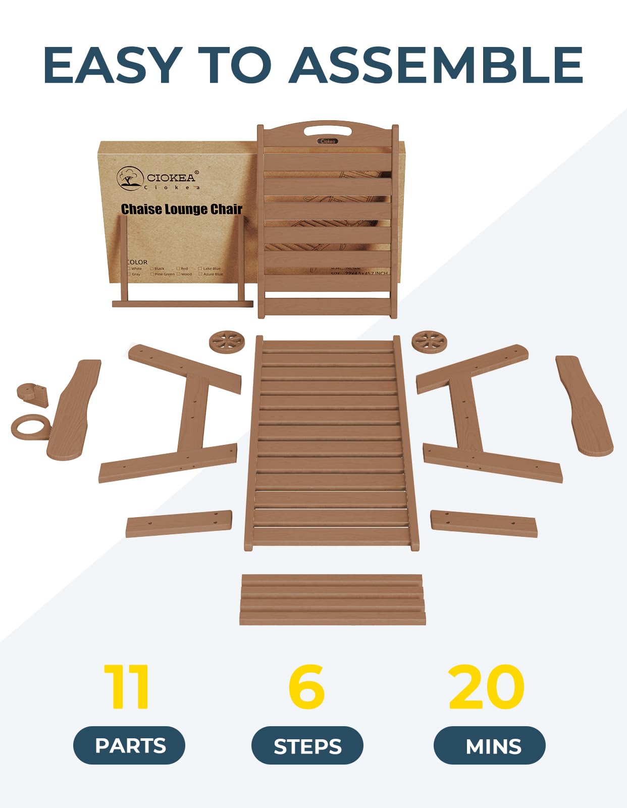 Premium Oversized HDPE Patio Lounge Chair with 5-Position Adjustable Back & Wheels - Outdoor Chaise with Cup Holder for Poolside, Deck, Garden & Backyard Relaxation