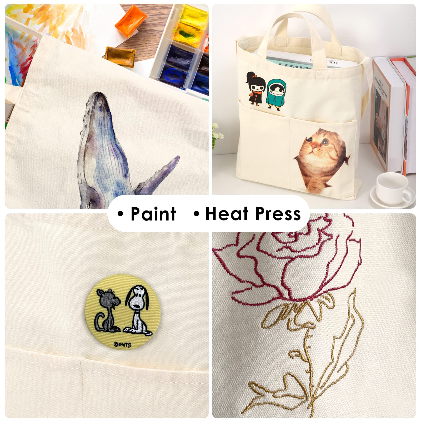 Lily Queen Canvas Tote Bag for Women - Durable Cotton Shoulder Bag Set of 2 - Perfect for Shopping, Beach, Work & Travel Accessories