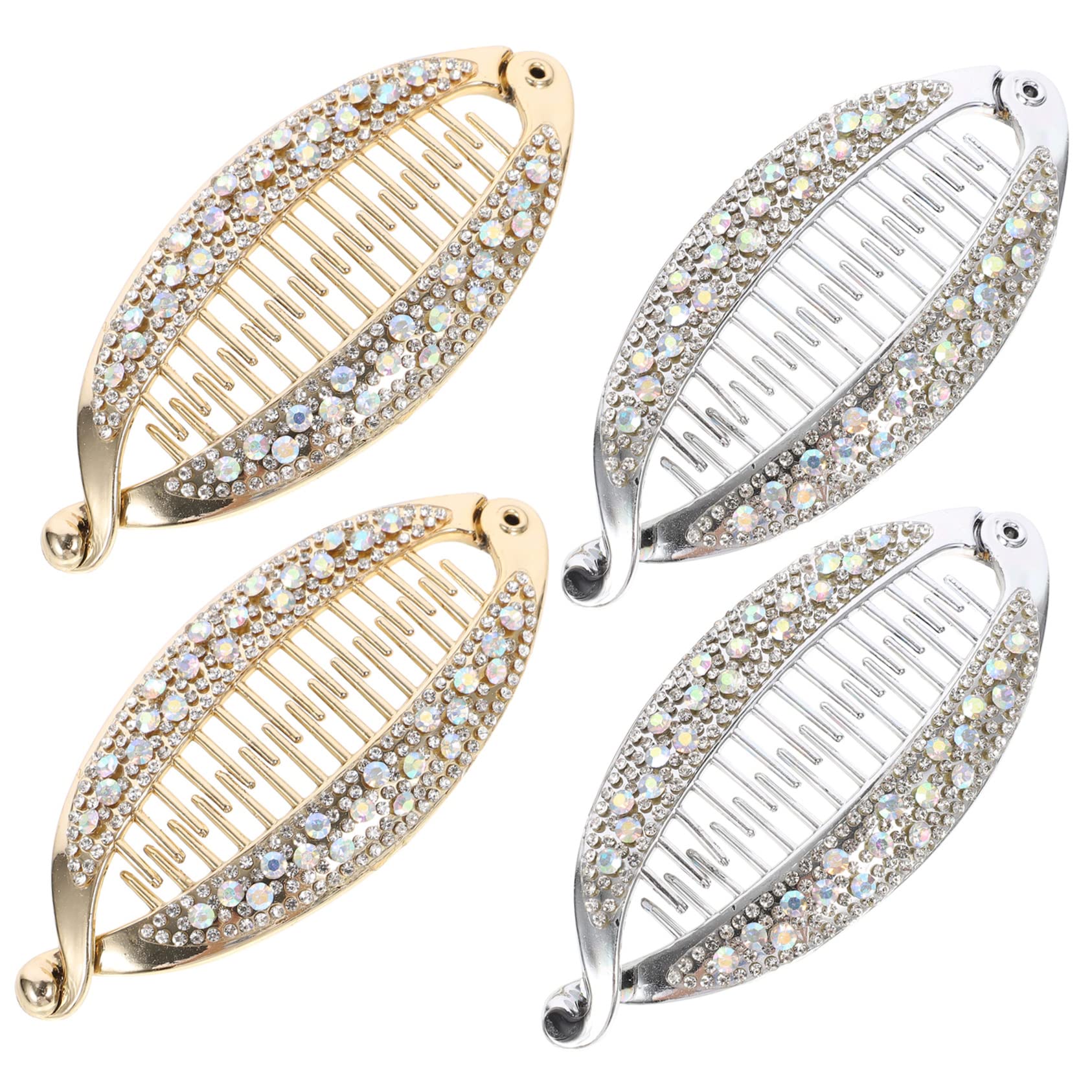 FOMIYES 4pcs Rhinestone Hair Clips for Women - Medium Size Barrettes, Ponytail Holders & Hair Grips for Curly Hair - Perfect for Parties, Weddings & Everyday Styling