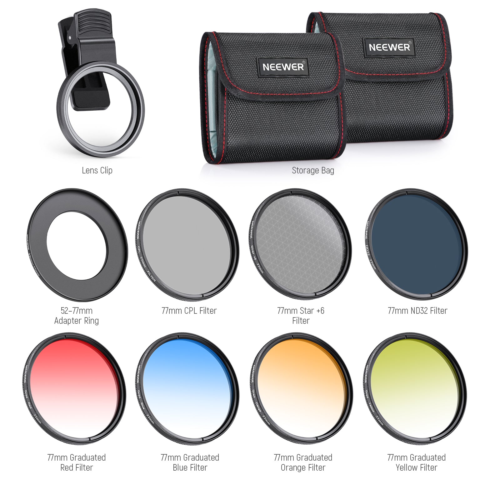 NEEWER Clip-On Camera Lens Filters Kit for iPhone, Android Smartphones & DSLR Cameras - Enhance Photos & Videos for Social Media, Vlogging, and Professional Photography