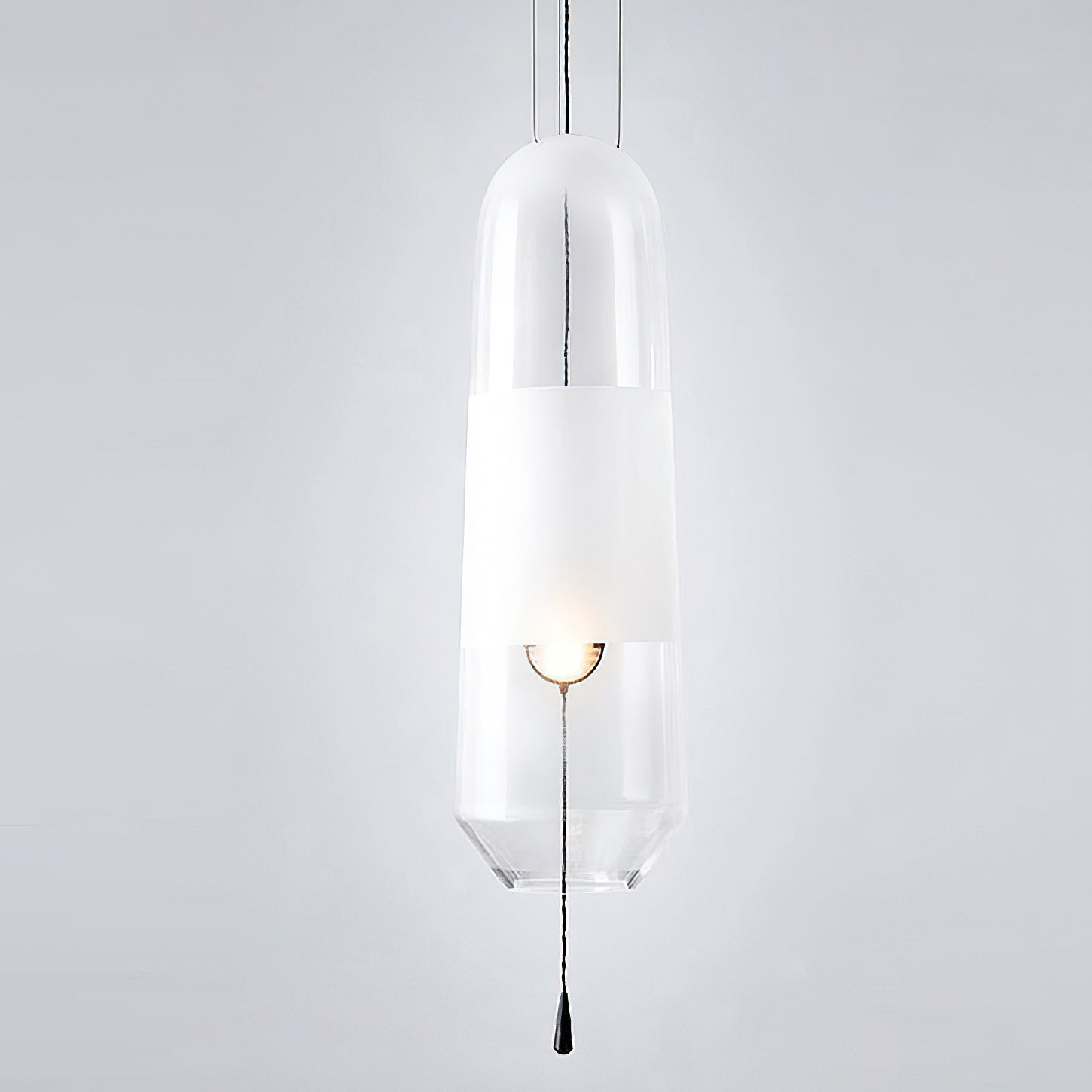 Modern Glass Pendant Light with Capsule Design - Elegant Hanging Fixture for Kitchen Island, Dining Room, or Bedroom Lighting