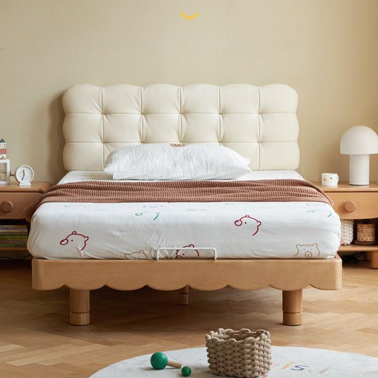 Solid Beech Wood Kids Platform Bed - No Headboard, Eco-Friendly & Sturdy for Toddler & Children's Bedroom - Perfect for Small Spaces & Montessori Style Rooms