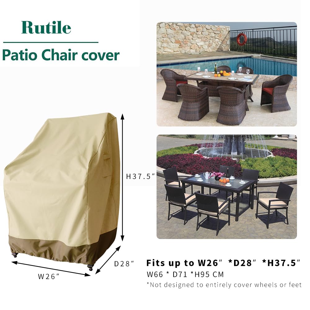**Waterproof Rutile Patio Chair Cover - 2 Pack Outdoor Furniture Covers (Fits 26W x 28D x 37.5H Inches) - Durable UV Protection for Rocking & Swivel Chairs - Perfect for Backyard, Deck, and Garden Use**