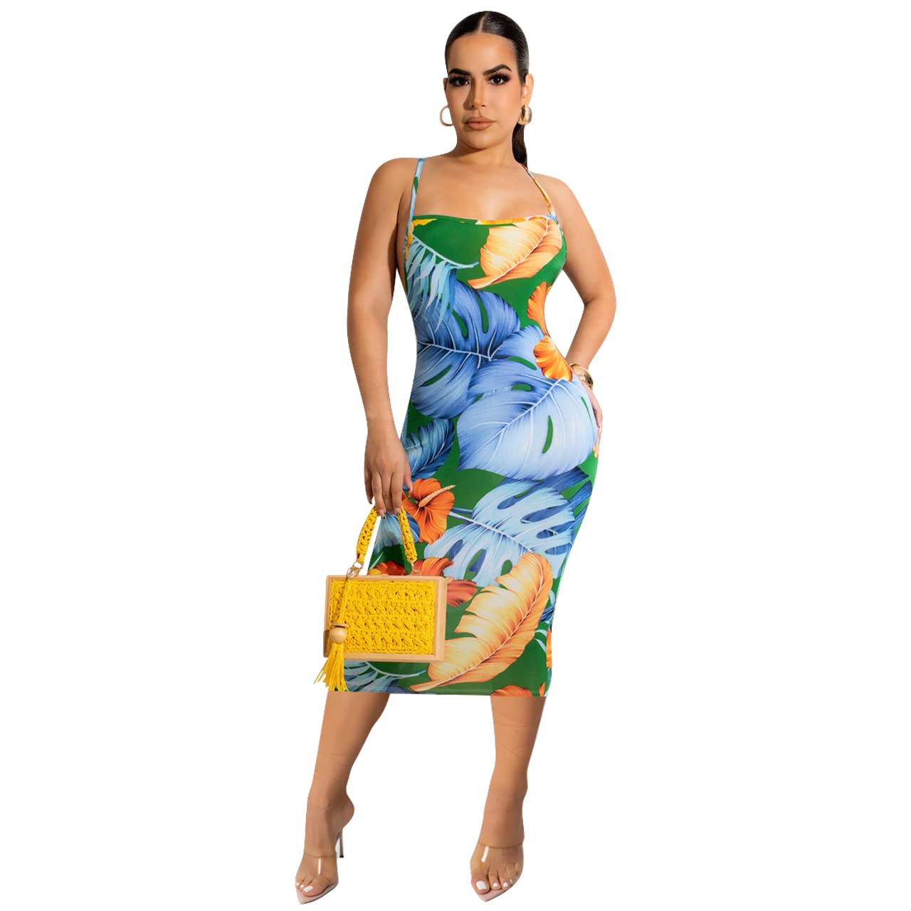 Sexy Summer Dress for Women - Cowl Neck Midi Dress, Sleeveless Bodycon Long Dress for Cocktail Party & Clubwear | Perfect for Beach Vacations, Date Nights & Summer Events