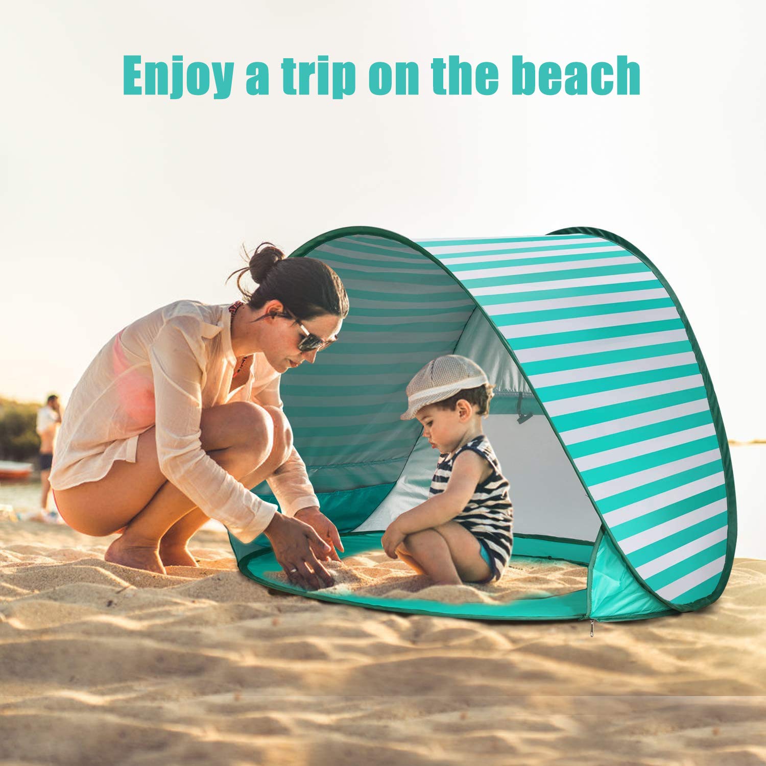 Baby Beach Tent with Pool - UPF 50+ Sun Shelter for Infants & Kids 0-3 Years, Portable Outdoor Shade Tent with Mini Pool for Beach, Park, Backyard & Travel