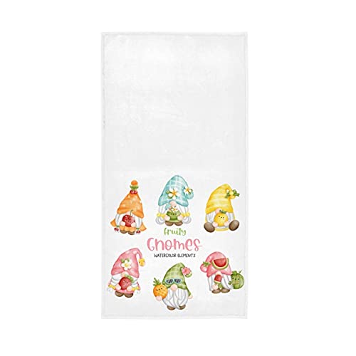 Premium Fruity Gnomes Hand Towels - Summer Lemon Watermelon Print Kitchen & Bath Towels - 30x15 Inches Absorbent Cotton Dishcloths for Beach, Guest, Hotel, Spa, Gym, Yoga & Home Decor - Soft Washcloths for Bathroom, Kitchen & Outdoor Use